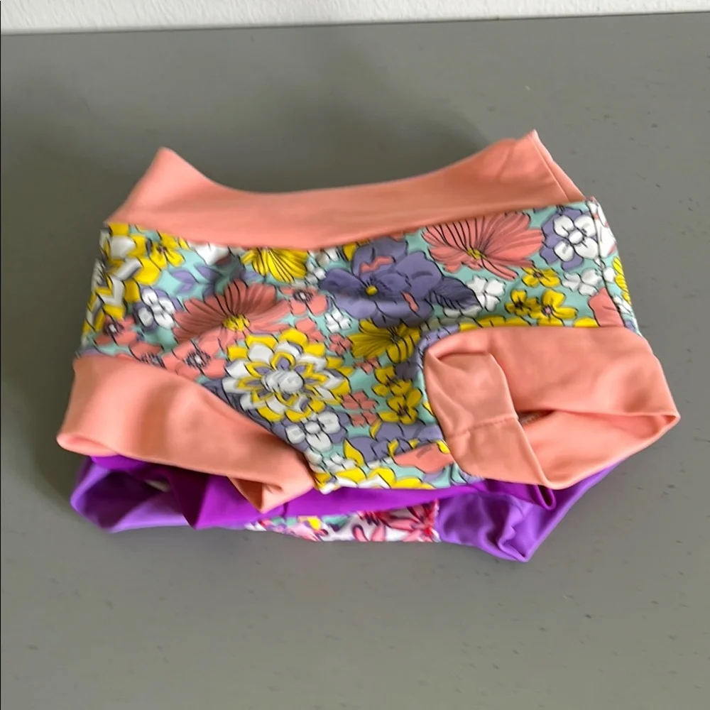 Infant Swim Diapers Reusable Floral and Solid Color Shorts Set